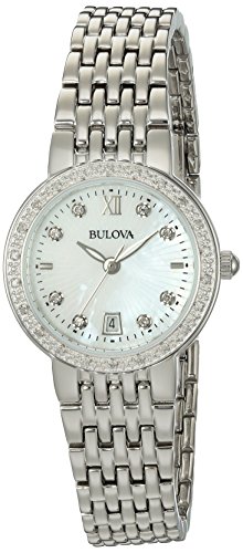 【中古】【未当て嵌める・未開封品】Bulova 96R203 Classic Stainless Steel Mother of Pearl Dial Diamond Accent Women\u0027s Quartz Watch その他-靴