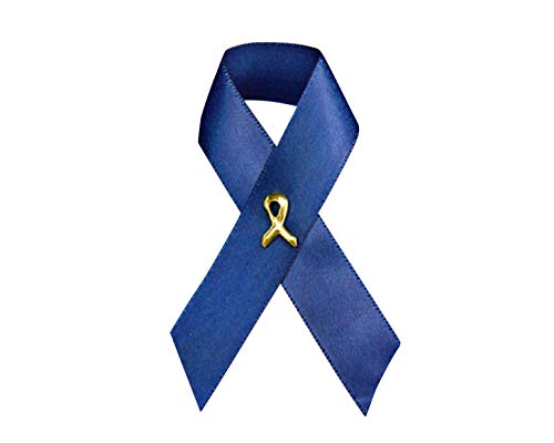 【中古】【未当て嵌める・未開封品】繻子Colon Cancer Awarenessダークブルーリボンピン( Wholesale Pack???100いの一番)