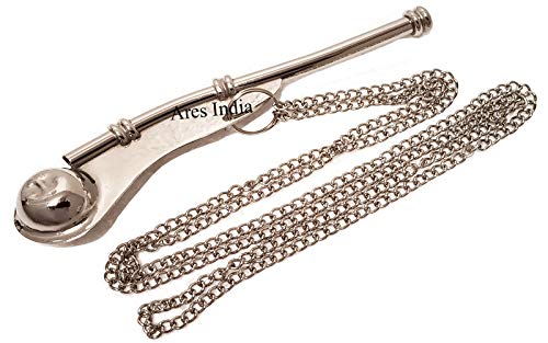 【中古】【未使用・未開封品】Ares India 5 Brass Boatswain Whistle With Chain Bosun Call Pipe Nautical Marine Nickle Finish by Ares India｜AJIMURA-SHOP