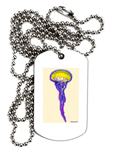 【中古】【未使用・未開封品】TooLoud Jellyfish紫色の輪郭に水彩大人用犬タグチェーンネックレス