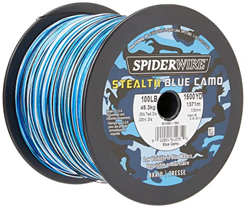 【中古】【未使用・未開封品】(20/8 Pound Test-1500 Yard, Blue Camo) - Spiderwire Stealth Braid Superline Fishing Line (Bulk Spools)