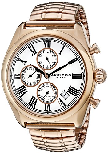 【中古】【未使用・未開封品】Akribos XXIV Men 's ak827rg Quartz Movement Watch with Silver Dial andローズゴールドステンレススチールExpansionブレスレット 56,411円