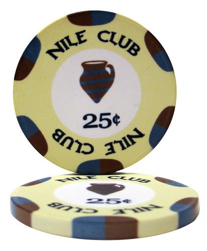 【中古】【未使用・未開封品】((dollars)0.25) - Brybelly Nile Club Casino Grade Ceramic 10-gramme Poker Chip - Pack of 50