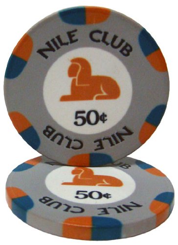 【中古】【未使用・未開封品】((dollars)0.50) - Brybelly Nile Club Casino Grade Ceramic 10-gramme Poker Chip - Pack of 50
