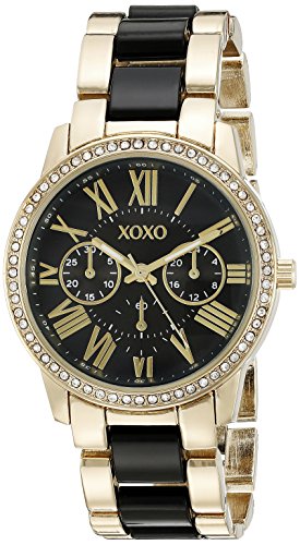 【中古】【未使用・未開封品】XOXO レディース腕時計 ゴールドトーン＆ブラックブレスレット XO5874