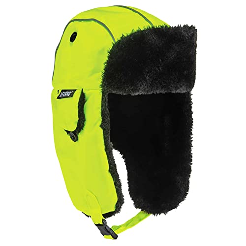 【中古】【未使用・未開封品】Ergodyne N-Ferno 6802 High Visibility Thermal Winter Trapper Hat, Lime, Large/X-Large