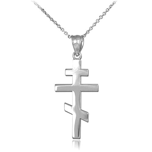 【中古】【未使用・未開封品】(16.0 inches) - 925 Sterling Silver Plain Russian Orthodox Cross Pendant Necklace|AJIMURA-SHOP