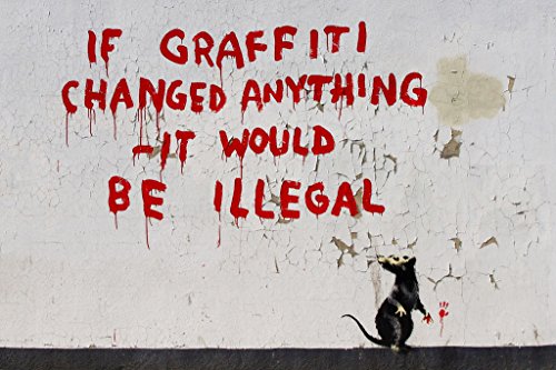 【中古】【未使用・未開封品】Banksy If Graffiti Changed Anything クールウォールデコアートプリントポスター 18x12インチ