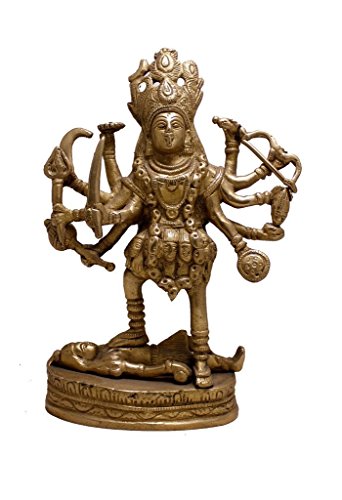 【中古】【未使用・未開封品】Amazingインド宗教女神Kali真鍮Idol Sculpture Statue 7.5インチx 4インチゴールド
