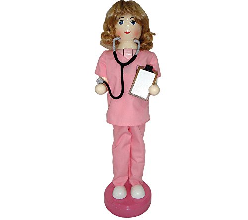 【中古】【未使用・未開封品】Nurse in Pink Scrubs Wooden Christmas Nutcracker 36cm