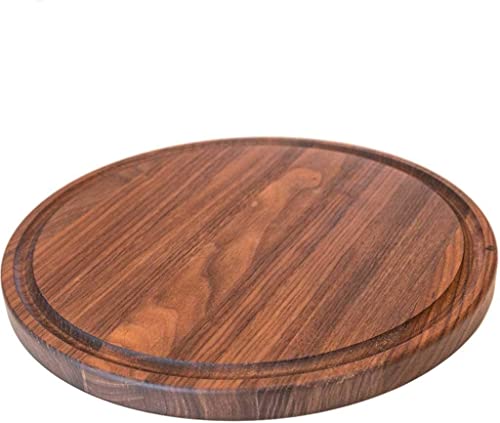 【中古】【未当て嵌める・未開封品】Round Walnut Wood Cheese Cutting Board with Juice Drip Groove (10.5 Inch Diameter) by Virginia Boys Kitchens