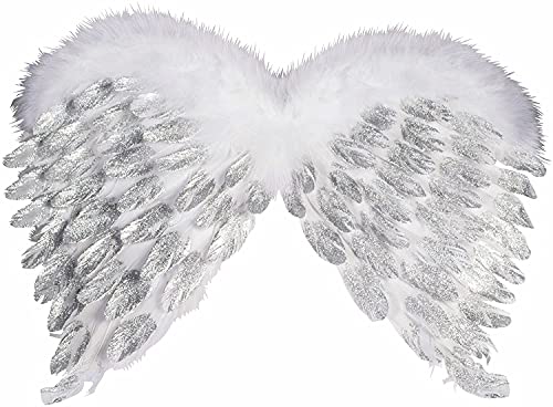 【中古】【未使用・未開封品】White Feather Angel Wings with Glitter グリッターホワイトフェザー天使の羽♪ハロウィン♪クリスマス♪One-Size|AJIMURA-SHOP