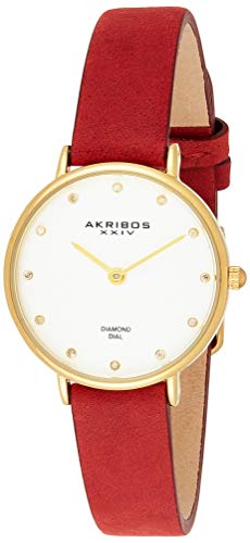 【中古】【未当て嵌める・未開封品】Akribos XXIV Women \u0027s ak882ラウンドしろがね色文字盤2つ手クォーツゴールドトーンストラップウォッチ