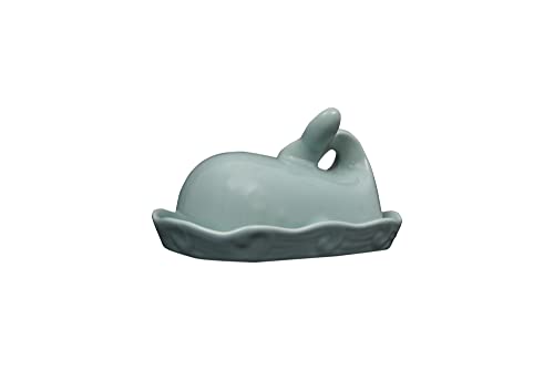 【中古】【未使用・未開封品】Creative Co-op DA4866 Stoneware Whale Shaped Butter Dish, Aqua Blue by Creative Co-op