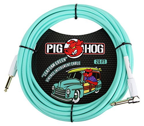 【中古】【未使用・未開封品】Pig Hog PCH20SGR 1/4 Straight to 1/4 Right-Angle Seafoam Green Instrument Cable, 20 feet by PigHog|AJIMURA-SHOP