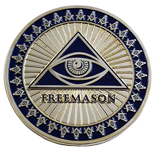 【中古】【未使用・未開封品】All Seeing Eye ラウンドフリーメイソンオートエンブレム - [ブルー&ゴールド][直径3インチ]。｜AJIMURA-SHOP