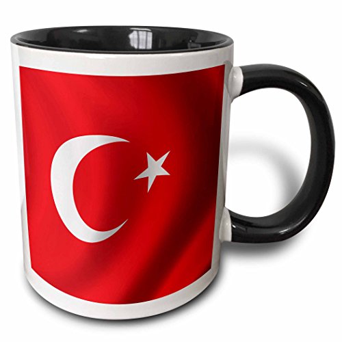 【中古】【未使用・未開封品】(330ml Two-Tone Black Mug) - 3dRose mug_155075_4 Turkey flag banner Turkish national country waving crescent Two Tone Black Mug, 330ml,|AJIMURA-SHOP