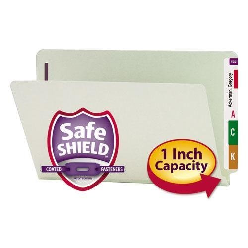 【中古】【未当て嵌める・未開封品】SMD37705 - Smead 37705 Gray/Green End Tab Pressboard Fastener File Folders with SafeSHIELD Fasteners by Smead