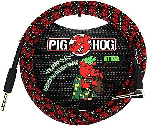 【中古】【未使用・未開封品】Pig Hog PCH10PLR 1/4 Straight to 1/4 Right-Angle Tartain Plaid Instrument Cable, 10 feet by PigHog