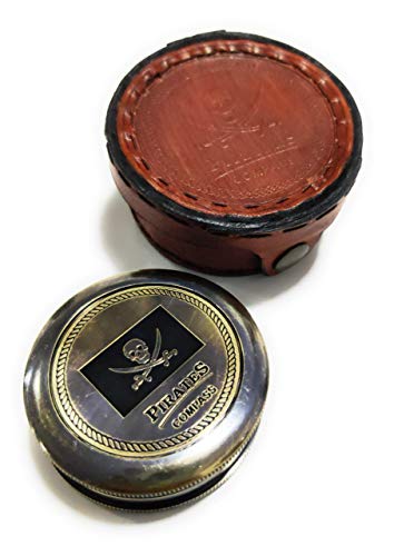 【中古】【未使用・未開封品】カリビアンジャックスパロウ2ポケットアンティークブラスコンパスW /美しいレザーケースの海賊