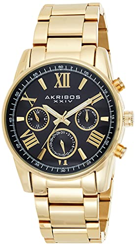 【中古】【未使用・未開封品】Akribos 多機能ステンレススチールクロノグラフウォッチ ? 3つのサブダイアルコンプリケーションクォーツ ? メンズヘビーブレスレットウォッチ
