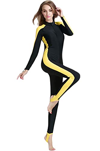 【中古】【未使用・未開封品】レディースワンピースSurf Swim Wet Suit長袖ラッシュガードSun保護 イエロー|AJIMURA-SHOP