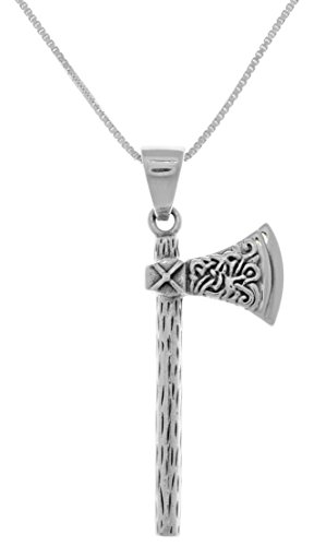 【中古】【未使用・未開封品】ジュエリートレンドスターリングシルバーViking Battle Axe Pendant on 18インチボックスチェーンネックレス