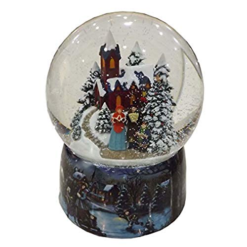 【中古】【未使用・未開封品】MusicBox Kingdom Porcelain Snow Globe with a Winter Church Scene with a Singing Family with a Christmas Tune is Played Decorative Item