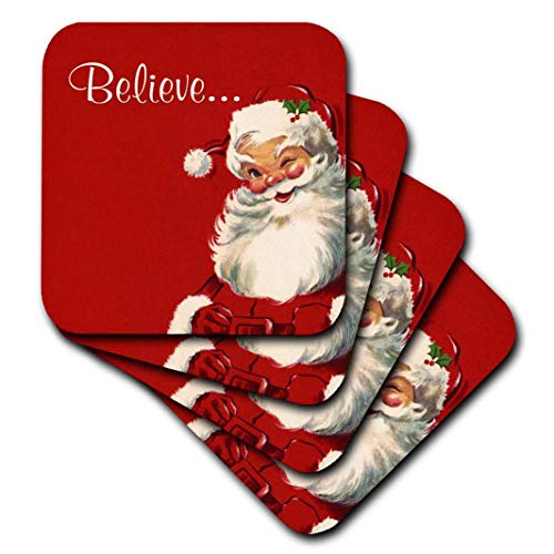 【中古】【未使用・未開封品】(set-of-8-Soft) - 3dRose Believe-Jolly Vintage Santa Illustration on Red Background - Soft Coasters, Set of 8 (cst_219375_2) 15,796円