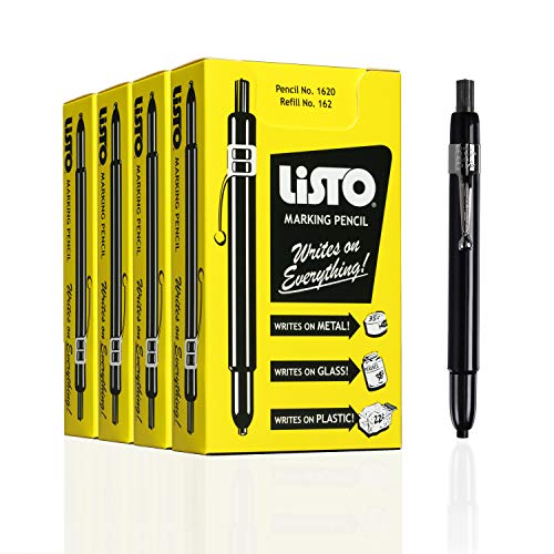 【中古】【未当て嵌める・未開封品】Listo 1620 マーキングペンシル 12本入り口・入口ボックス席 黒いこと 4 Packs