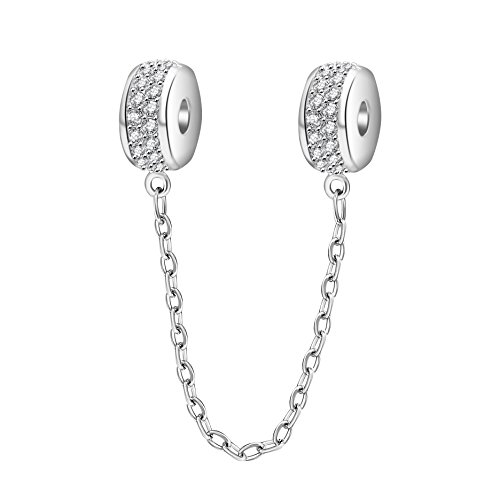 【中古】【未使用・未開封品】Soulbeads 925 Sterling Silver Clasp Safety Chain Bead Charm Fits Pandora Charm Bracelets by Soulbeads Clip Stopper Spacers