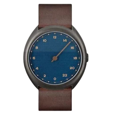 【中古】【未当て嵌める・未開封品】Slow O 14???スイス連邦製one-hand 24?Hour Watch???無煙炭withダークブラウンレザーバンド