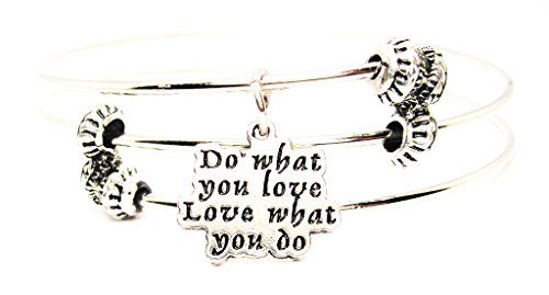 【中古】【未使用・未開封品】ChubbyChicoCharms Do What You Love Love What You Do Expandable Wire Tripleスタイルバングルブレスレット、2.5?\
