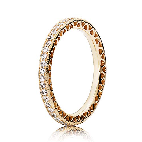 【中古】【未使用・未開封品】Pandora Jewelry Hearts of Pandora キュービックジルコニア リング ゴールド 14K サイズ5
