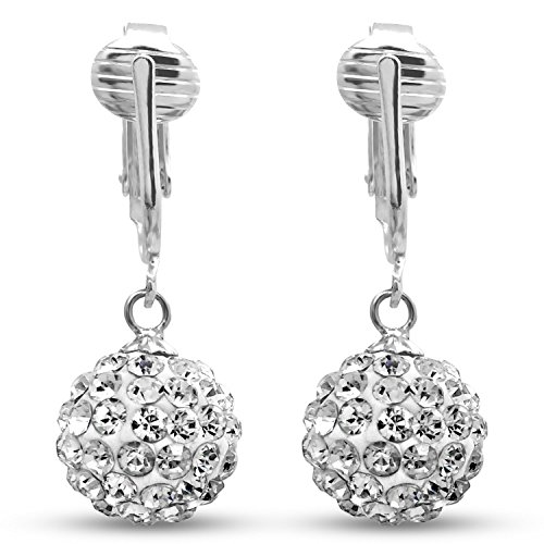 【中古】【未使用・未開封品】Dazzlingクリスタルクリップon earrings-sparkling CZスタイルW Authenticシルバーメッキclip-ons
