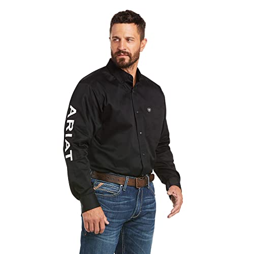 【中古】【未当て嵌める・未開封品】Ariat メンズ ビッグ\u0026トール 野球クラブロゴタイプ長袖ツイルシャツ US 大きさ: Large 色つや: 黒いこと