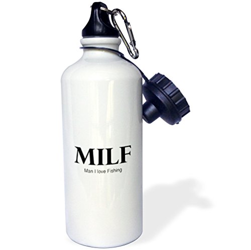 【中古】【未使用・未開封品】3dRose wb_221061_1\"MILF-MAN I LOVE FISHING\" スポーツウォーターボトル 21オンス ホワイト