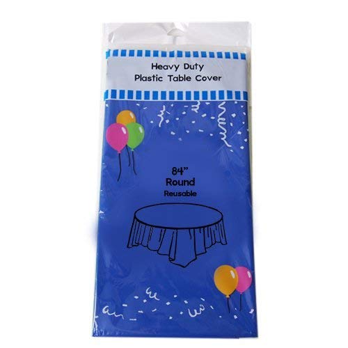 【中古】【未使用・未開封品】(Round 210cm, Royal Blue) - (12-pack) Heavy Duty Plastic Table Covers Tablecloth (Reusable) (Round 210cm, Royal Blue)|AJIMURA-SHOP
