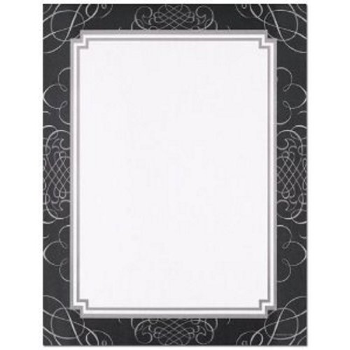 【中古】【未使用・未開封品】ブラックandシルバースクロールレターヘッド???80シート|AJIMURA-SHOP