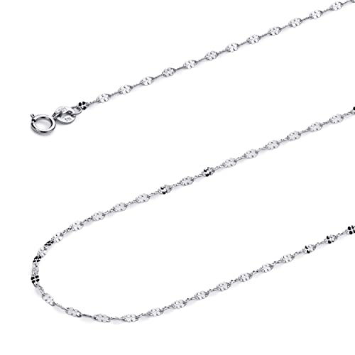 【中古】【未使用・未開封品】Wellingsale 14?Kホワイトゴールド1.7?MM Polished Twistedミラーチェーンネックレスバネ式リングクラスプ付き
