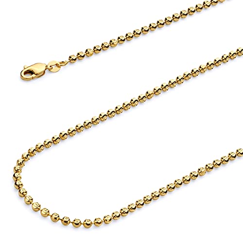 【中古】【未使用・未開封品】Wellingsale 14?Kイエローゴールド1.5?MM Polished Moonカットボールチェーンネックレス|AJIMURA-SHOP
