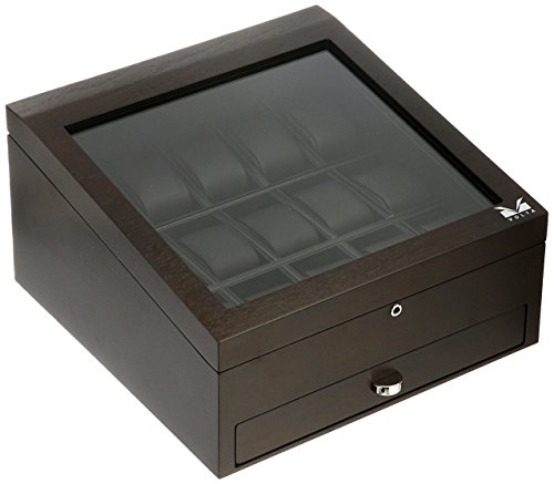 【中古】【未当て嵌める・未開封品】Volta 鍵を掛ける能力のある ウオッチ15個 なめし革裏地 つや消し完成 シースルートップと納める抽き出し付き添い人, 赤銅色(Rustic Brown)