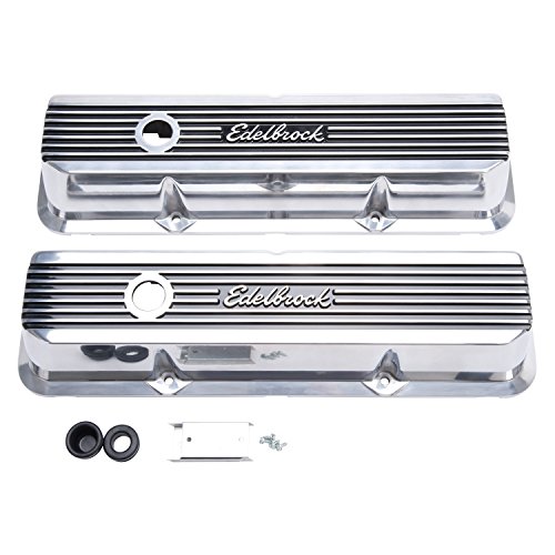 【中古】【未使用・未開封品】Edelbrock 4277 Elite II シリーズ バルブカバー ポリッシュドレイズフィン3.54インチ 全体の高さエリートIIシリーズ バルブカバー