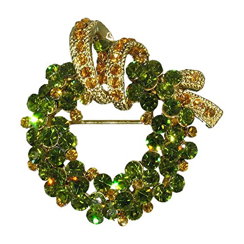 【中古】【未使用・未開封品】クリスタルクリスマスHoliday Wreath Leaves Vintage Inspired新しいギフトハンドメイドスワロフスキークリスタルブローチピンp2380-b|AJIMURA-SHOP