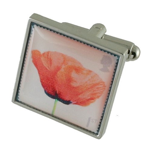 【中古】【未当て嵌める・未開封品】Cufflinks Poppy Remembrance ~ World Warスタンプスタイルカフリンクス+ Hand made黒いこと車寄せ