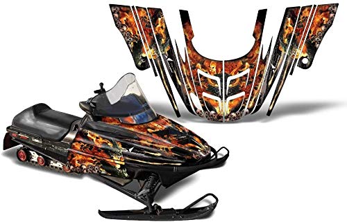 【中古】【未当てはめる・未開封品】AMR Racing スノーモービルグラフィックキットステッカーデカール ポラリス700XC、800XCR、600 RMK 1999-2003に相応う ファイアストームブラック