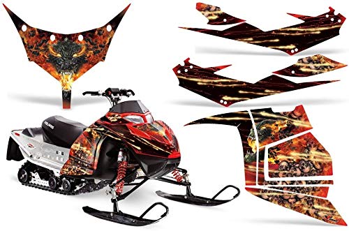 【中古】【未使用・未開封品】AMR Racing スノーモービルグラフィックキット ステッカー デカール Polaris IQ Race 600対応 - ファイアストームレッド