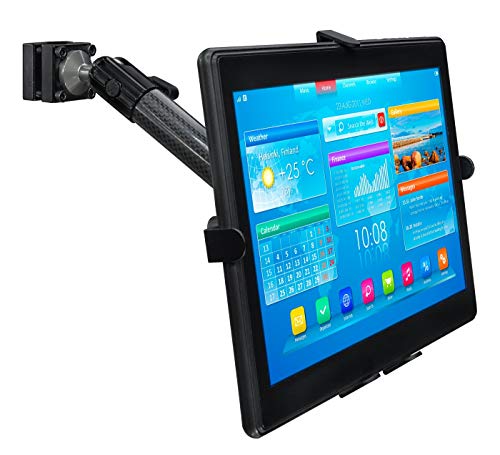 【中古】【未当てはめる・未開封品】Mount-It! プレミアムカーヘッドレストタブレットホルダー 調節する能力のあるな手付き添い人 高耐久カーボンファイバーカータブレットマウント iPad Galaxy
