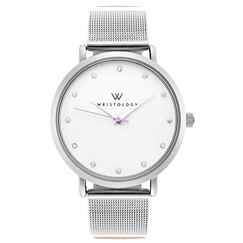 【中古】【未使用・未開封品】Wristology Olivia Womens CrystalシルバーBoyfriend Watchメタルメッシュストラップ