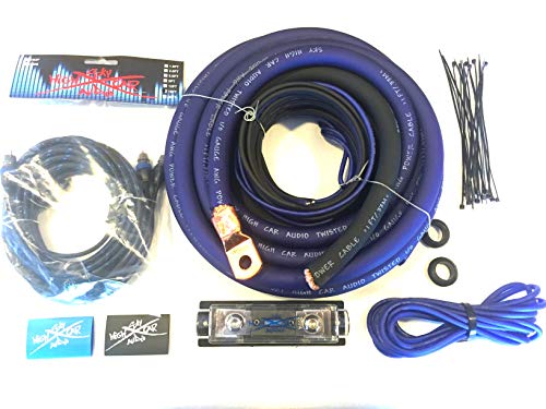 【中古】【未当てはめる・未開封品】厚地の外套大きさ 1/0 Ga OFC AWG アンプリファイアー一揃いの道具 トリプル遮蔽物 RCA 青味 黒いこと 完備した 天の原 ご機嫌